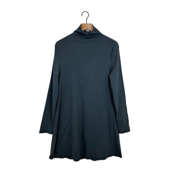 Prairie Underground Blue Dress XXL Organic Cotton Turtleneck Minimal Lagenlook - Picture 2 of 5